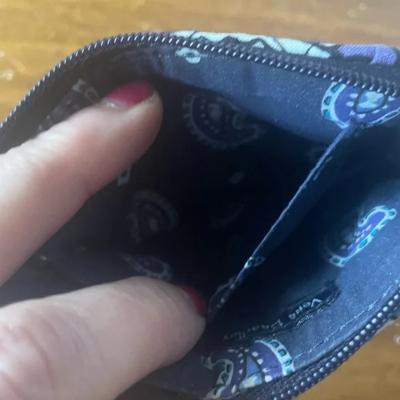 Vera Bradley DEEP NIGHT PAISLEY Blue Card Case ID holder Wallet Pouch Bag - Picture 6 of 7